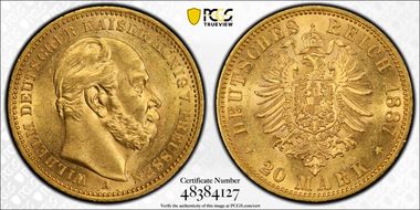 1887-A 20 Mk J-246 AU58