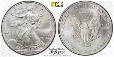 2001 $1 Silver Eagle MS68