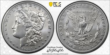 2021-CC Privy $1 Morgan Dollar 100th Anniversary MS70