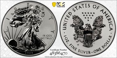 2021-W $1 Silver Eagle Rev PR - Type 1 Designer Edition PR69