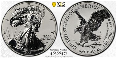 2021-S $1 Silver Eagle Rev PR - Type 2 Designer Edition PR69
