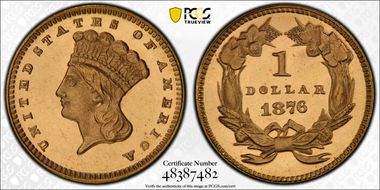1876 G$1 MS67PL