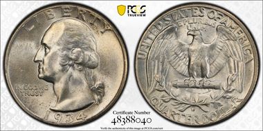 1934-D 25C Heavy Motto MS64