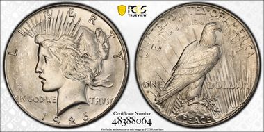 1926-S $1 VAM 3B Overpolished Die MS64