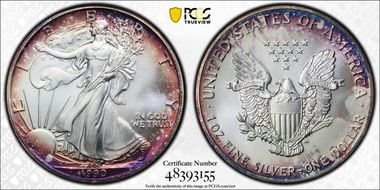 1990 $1 Silver Eagle MS67