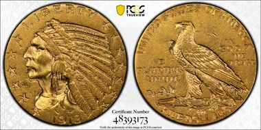 1913 $5 AU58