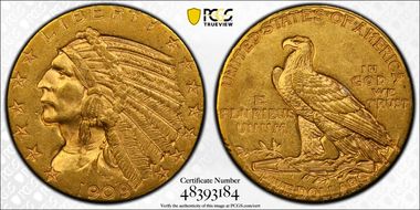 1909-D $5 AU58