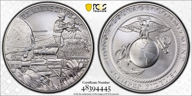 (2023) Medal U.S. Marine Corps Matte 1 oz Ag First Strike MS70