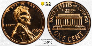 1960 1C Large Date PR67RD