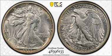 1917-D 50C Obverse AU55