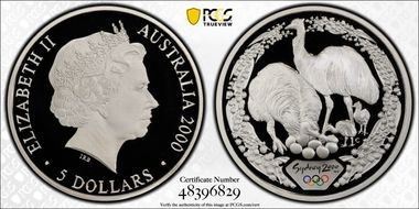 2000-C $5 Olympic - 2 Emus PR69DCAM