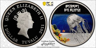 2011 $1 Box Jellyfish Colorized PR70DCAM
