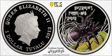 2012 $1 Funnel Web Spider Colorized PR69DCAM