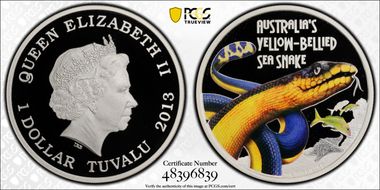 2013 $1 Yellow-Bellied Sea Snake PR70DCAM