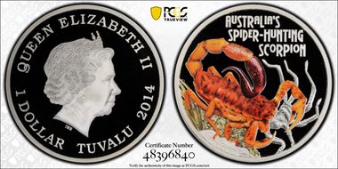 2014 $1 Spider Hunting Scorpion PR70DCAM