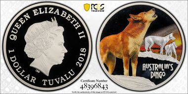 2018 $1 Australia's Dingo Colorized PR69DCAM
