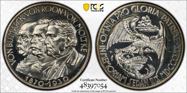 1930 Medal Franco-German War - Sedan Ag Edge MUNZAMT WEIN 835 SP64