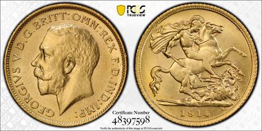 1914-S 1/2 Sov S-4009 AU58