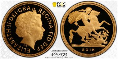 2015 1/4 Sov S-SA1 St. George Ian Rank-Broadley Portrait PR70DCAM