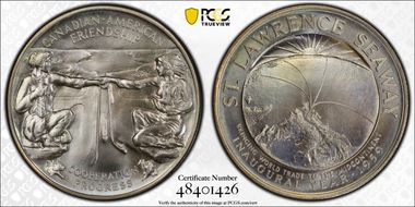 1959 SC50C St. Lawrence Seaway Silver Heraldic Art Medal Thick MS68