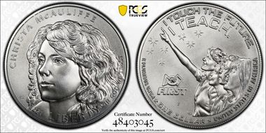 2021-P $1 Christa McAuliffe MS70