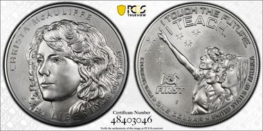 2021-P $1 Christa McAuliffe MS70