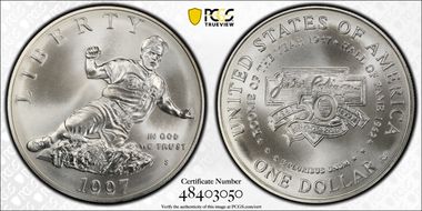 1997-S $1 Jackie Robinson MS69