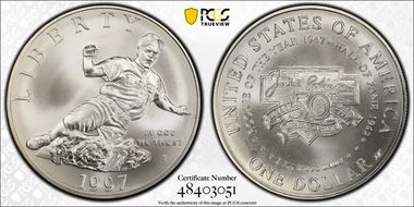 1997-S $1 Jackie Robinson MS70