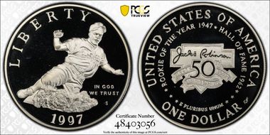 1997-S $1 Jackie Robinson PR69DCAM