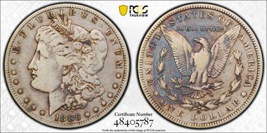 1886-O $1 VAM 1A, Clashed E F15