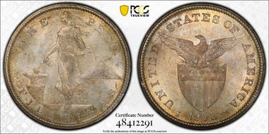 1908-S Peso KM-172  Ag MS63