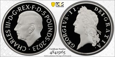 2023 £5 King George II 2oz Ag British Monarchs First Strike PR69DCAM