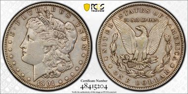 1901 $1 VAM 3, Shifted Eagle, DDR XF40