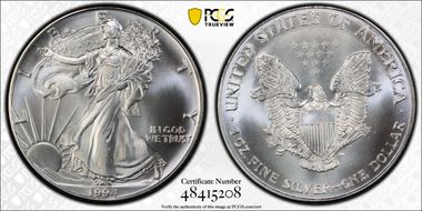 1994 $1 Silver Eagle MS67