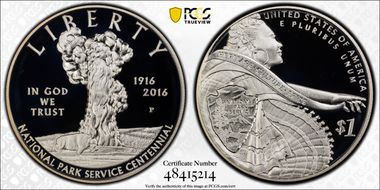 2016-P $1 100th Anniv. Nat'l Parks PR69DCAM