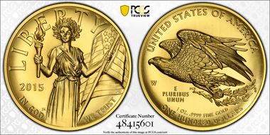 2015-W $100 High Relief  .9999 Fine Gold MS69