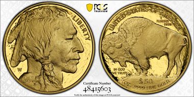 2015-W $50 American Buffalo  .9999 Fine Gold PR70DCAM