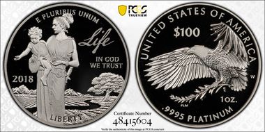 2018-W $100 Platinum Eagle - Life PR69DCAM