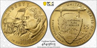 2016-W $5 100th Anniv. Nat'l Parks MS70