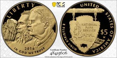 2016-W $5 100th Anniv. Nat'l Parks PR70DCAM