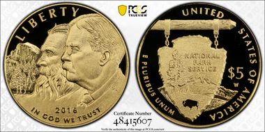2016-W $5 100th Anniv. Nat'l Parks PR69DCAM