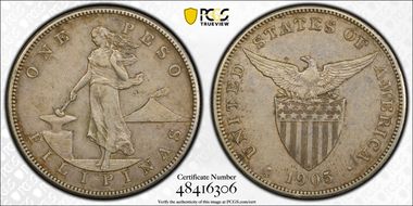 1905-S Peso Allen-16.06 Curved Serif XF45