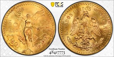 1922 50 Peso KM-481  Au MS65+