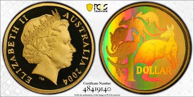 2004 $1 Holographic Kangaroos PR70DCAM