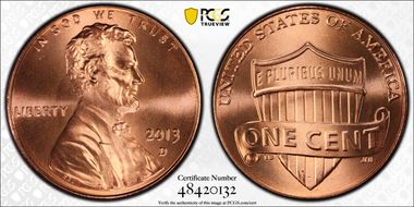 2013-D 1C Shield MS67RD