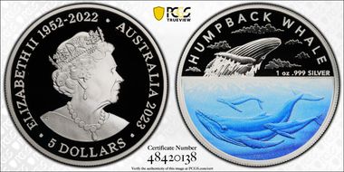 2023 $5 Humpback Whale Colorized PR69DCAM