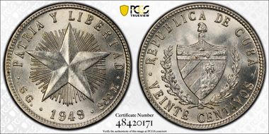 1949 20C KM-13.2  Ag MS64