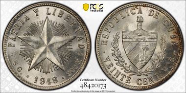 1949 20C KM-13.2  Ag MS64