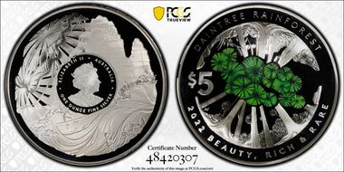 2022 $5 Daintree Rainforest Colorized PR69DCAM