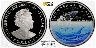 2023 $5 Humpback Whale Colorized PR69DCAM